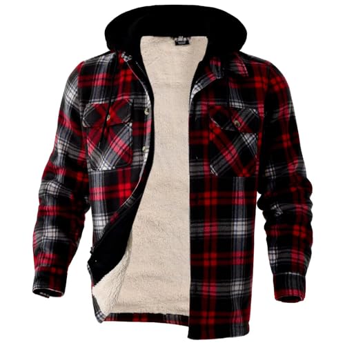 Image of LeeHanTon Mens Flannel Jacket Heavyweight Sherpa Fleece Jackets Outdoor Hiking Casual Soft Warm Coat with Pockets