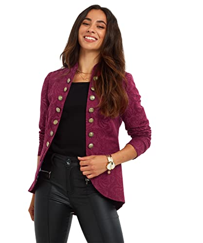 Joe Browns Chaqueta de Estilo Militar con Detalles Florales sutiles, Frutas del Bosque, 34 para Mujer