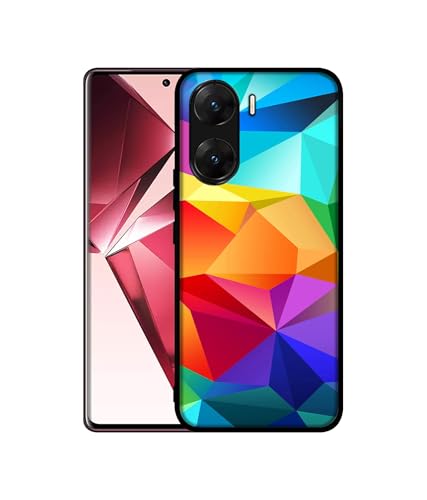 Image of Colorful Pattern Design Premium 2D Printed Metal Back Case Cover for Vivo V29E 5G