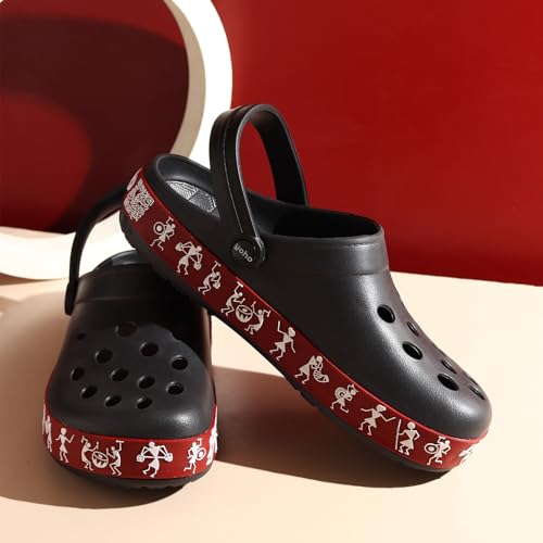 Image of YOHO Hacker Clogs for Women | Waterproof Monsoon Footwear & Rainy Shoes | Tribal Print with Backstrap | 003