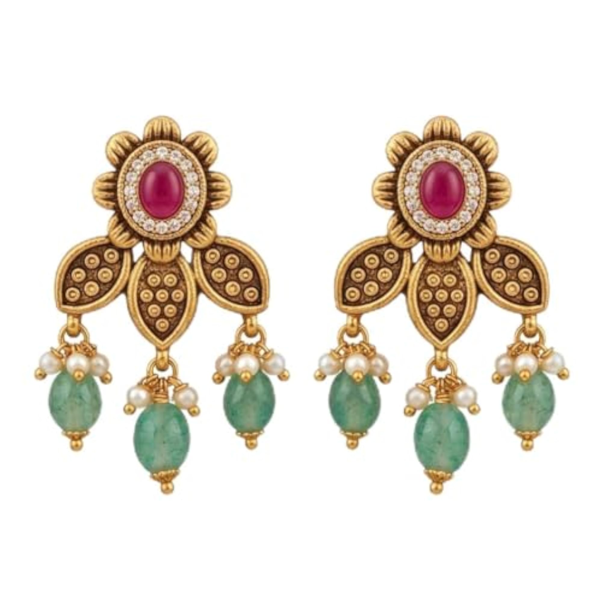Women's Traditional Antique Pearl Jhumki Earrings, Ethnic Style