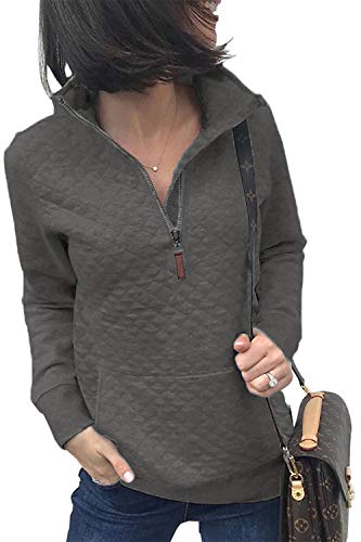 BTFBM Women Fashion Quilted Pattern Lightweight Zipper Long Sleeve Plain Casual Ladies Sweatshirts