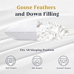 puredown® Goose Feathers and Down White Pillows with 100% Soft Cotton Cover, Bed Sleeping Hotel Collection Pillows Set of 2 Queen Size - Image 3
