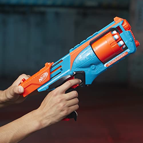 Nerf Elite Strongarm orangefarbener Blaster – Rotationstrommel, Schnellfeuer, 6 Nerf Elite Darts – für Kinder, Teenager, Erwachsene