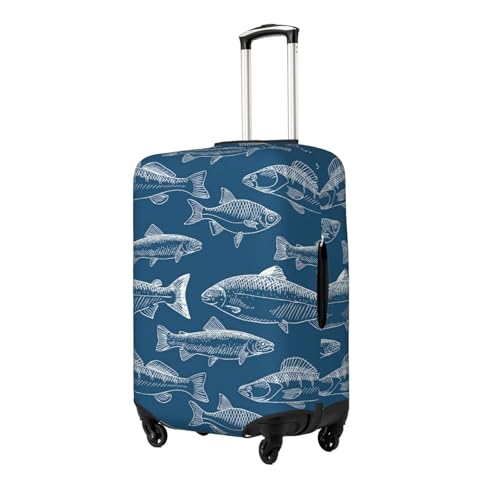 Ocean Fishes Print Suitcase Cover Luggage Protector Washable Elastic Fashionable Travel Gear Cover2