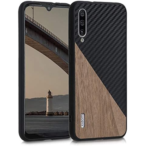 kwmobile Funda rígida de Madera y Fibra de Carbono para Xiaomi Mi A3 / CC9e Cover