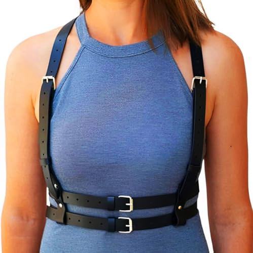 Leather Waist Belt Black Chest Harness Fashion Goth Rave Body Accessory for Women2