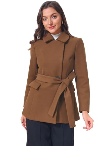 Manteau court double boutonnage chaud et cintré pour hiver féminin chic