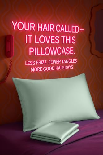Image of BLISSFORD Satin Pillowcase with Zipper, for Hair and Skin Care, Feels Soft and Cool Like a Silk Pillowcase, Satin Pillow Cases 2 Pack, Slik Pillow Cover, Mint - Queen Size, Set of 2