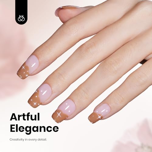 Image of Beetles Brown Gel Polish - Latte Haze, Hema Free Brown Gel Nail Polish, Soak Off UV LED Fall Nails Art Lamp 15ML Full Size DIY Home Manicure Salon for Women