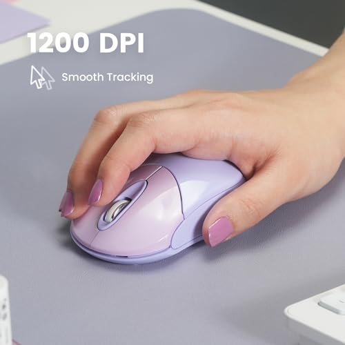 Image of Perixx PERIMICE-802PP Wireless Bluetooth Mouse - Portable Design - Compatible with Windows, iOS, and Android PC, Laptop, Tablet, and Smartphone - Purple