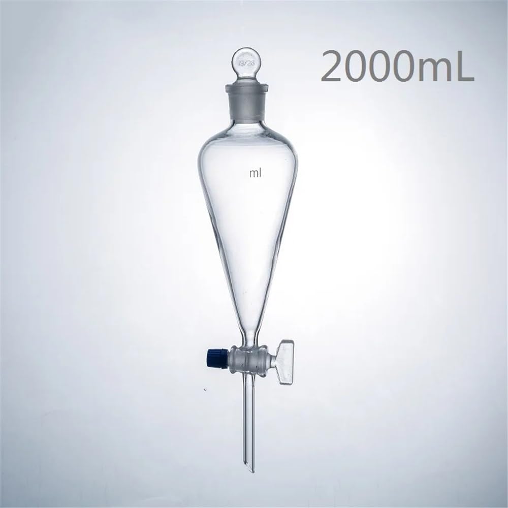 Cristalería de Laboratorio Embudo de decantación de 2000 ml con tapón de vidrio esmerilado y llave de paso. Equipo de laboratorio.