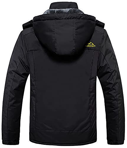 KEFITEVD Arbeitsjacke Herren Winter Warm Jacke Wasserdicht Softshelljacke Angeljacke Viele Taschen Fleece Allwetterjacke Outdoor Thermo Wanderjacke Schwarz 2XL