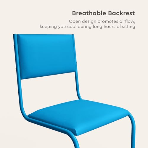Image of Interio by Godrej Vivid Ergonomic Leatherette Cantilever Chair for Work from Home /Multipurpose /Study, 1 Year Warranty, Heavy Duty Steel Frame, Pre-Assembled Chair (Blue)