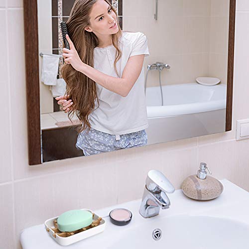 Image of Twin Soap Dish Wall Mounted, Double Layer Soap Holder for Bathroom, Self Adhesive Soap Stand with Drain Tray, Plastic Soap Case for Kitchen & Wash Basin Organizer
