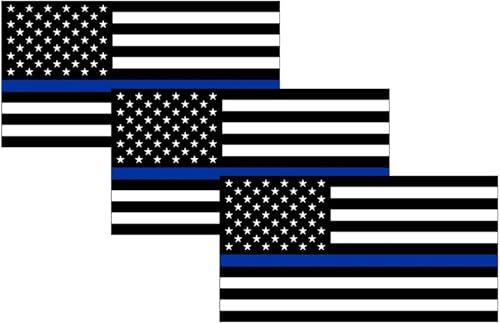 Thin Blue Line - Blue Lives Matter Decal Sticker United States Flag Police Law Enforcement Helmet Support of Police and Law Enforcement Officers ((3 Pack) 2
