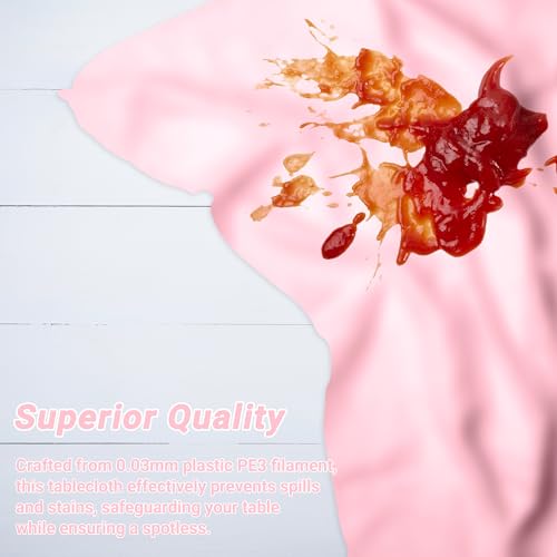 Image of 4 PCS Plastic Table Cloth Disposable, 54 x 108 Inches Pink Tablecloth, Plastic Table Cover Rectangle Tablecloth for Baby Shower Decorations and Wedding Party, Tablecloths of Leakproof Home Essentials