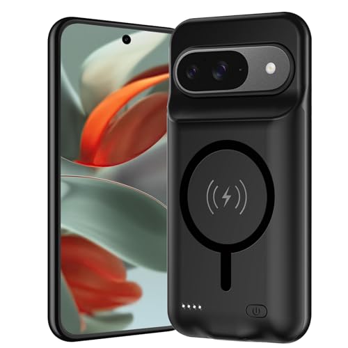YINGYKJ Battery Case for Pixel 9/9 Pro, Upgraded 10000mAh Battery Pack Rechargeable Charger Case with Wireless Charging Compatible for Pixel 9/9 Pro(6.3 inch) External Charging Cover(Black)