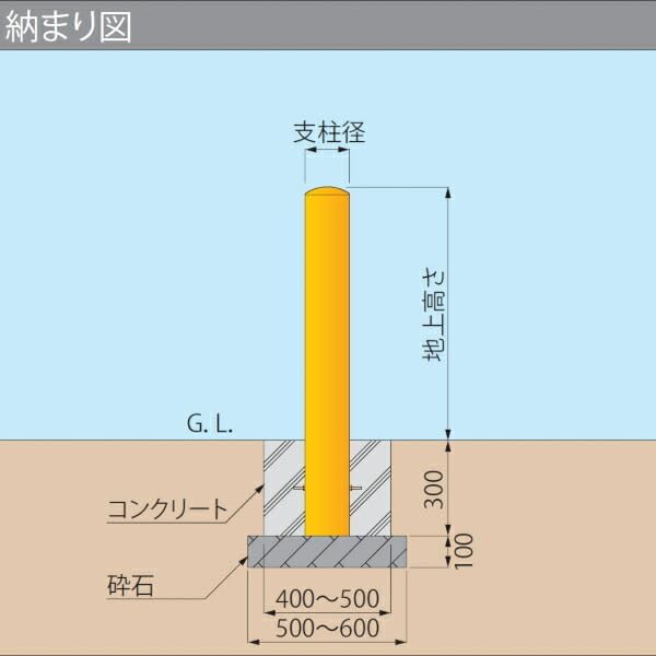 φ114.3×H850mm　固定式 スチール製 【その他】  後付タイプ　EP1185-A 🎄