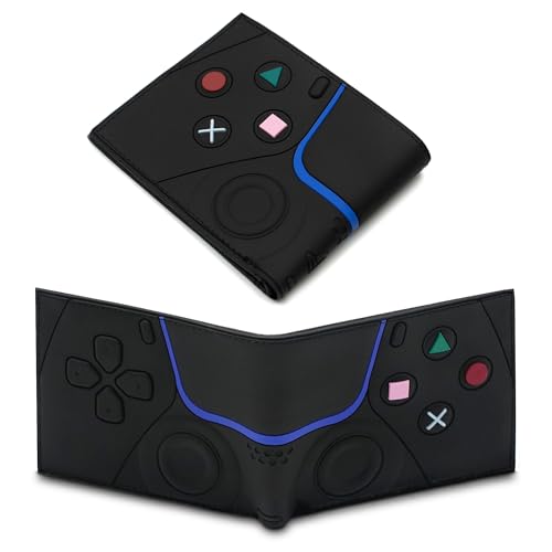 Image of Boy Wallets for 6-8 /7-10 /9-12 /12-14 Kids,Man,Teen Bifold Wallet with Card Slots and Coin Pocket Gamepad Silicone And PU Leather Surface Video Game Wallet in Black
