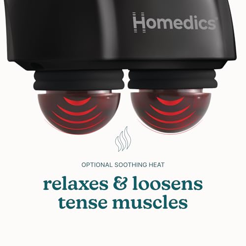 image for Homedics Handheld Back Massager, Dual Heated Nodes, Neck, and Body Per