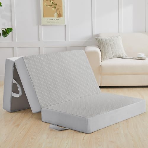 Image of CYMULA Folding Mattress Twin, 6 inch Floor Bed Futon for Guest Bed,Camping,Grey