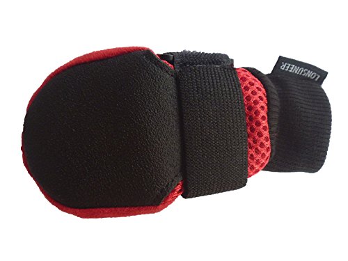 Lonsuneer Dog Boots Breathable And Protect Paws Soft Nonslip Soles Red Color Size Medium - Inner Sole Width 2.56 Inch #TOP4