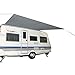 Produktbild Wohnwagenmarkise 350x240 cm Sonnensegel Vordach Vorzelt Fenstermarkise Regenplane Sonnenschutz Wohnwagen Wohnmobil Markise Wasserdicht UV Schutz Grau Camping Zubehör Garten Terrasse Wassersäule 1000mm