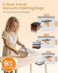 Sacs à étanchéité sous vide pour les voyages de vêtements avec pompe rechargeable sans fil, 9 Compression de l' emballage Space Sacs d'économie pour l'emballage, la bagages et le stockage saisonnier