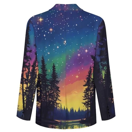 Colorful Aurora Starry Sky Lake Classic Suits Blazer for Men Business Tuxedo Jacket Sport Coat Two Buttons4