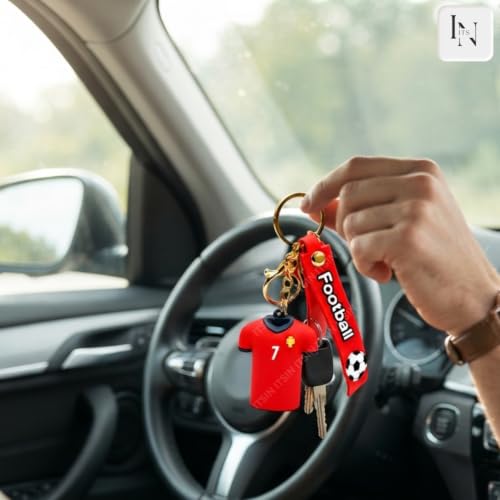Image of Football jersey Keychain | Ronaldo key chains | messi Keychain | 3D Cute silicone key chain for bike men | soccer Keyring gifts for boys | anime key holder for bag