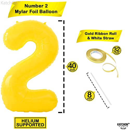 Image of KatchOn Yellow Number 2 Balloon 40 Inch 2nd Birthday Decorations for Boys