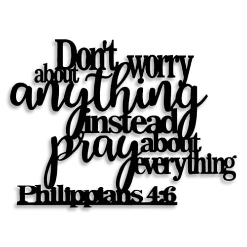 LIYOUYA Philippians4:6 Metal Wall Decor - Bible House Decor Black Wall Art Home Decor for Living Room, Bedroom, Dining Room (Black)