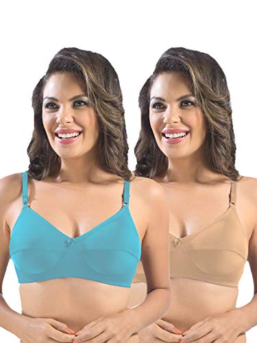 Image of SONARI Womens Cotton Everyday Bra | Non Padded, Wire Free, Comfortable Bra with Seamed Cups | Medium Coverage, Hook and Eye Closure for Everyday Wear | Adjustable Strap for a Customized Fit - Loreal