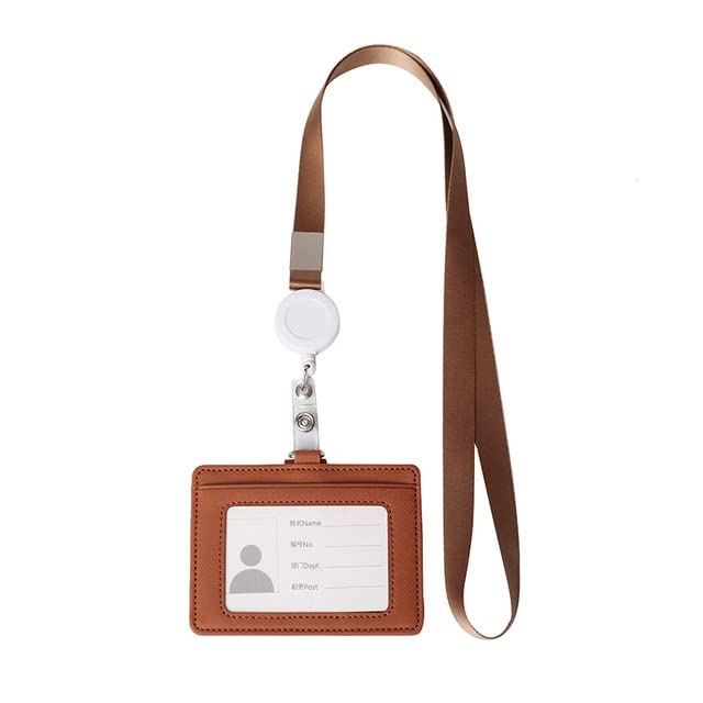 Identyfikator, identyfikator 4 etui na identyfikatory PC Etui na identyfikatory ze skóry Pu Zwijana smycz Etui na dowód osobisty Etykieta z imieniem Przenośne szkolne rękawy biurowe Proste (Color : B