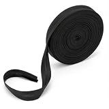 DOPENSPI 20m Einfach Gefaltetes Schrägband, 20mm Baumwoll Schwarz Gardinenband, Schrägbänder zum Nähen, Saumbänder für Heimwerker, Nähen, Säumen, Paspelieren, Säumen, Binden, Basteln