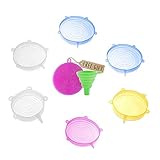 DARUNAXY 3.74'' Diameter Silicone Stretch Lids, 6 pcs Assorted Color Same Sizes and Shape of...