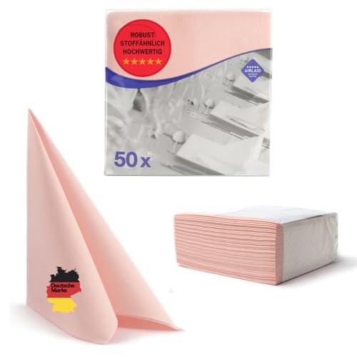 AROBA 50 Stück Airlaid Servietten 40x40 cm - Stoffähnliche Einweg Tischservietten - Hochwertige Dekorative Servietten für Hochzeit Events Hotels Restaurants - Rosa