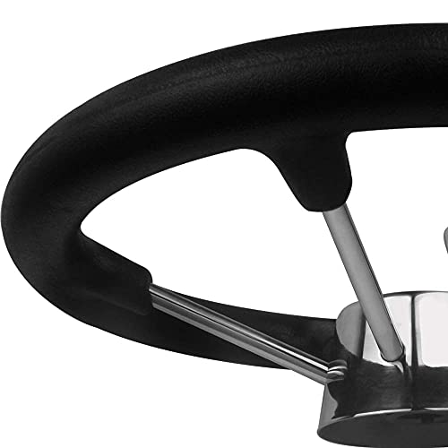 Pebbly Beach 13.5" Boat Steering Wheel, 5 Spokes Marine Destroyer Steering Wheel With Knob And Black Foam Grip #TOP7