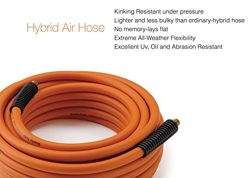 Giraffe Tools Hybrid Air Hose, 3/8 Inch X 50 Ft, 1/4 In. Mnpt Fittings, 300 Psi Heavy Duty, Lightweight Air Compressor Hose #TOP4