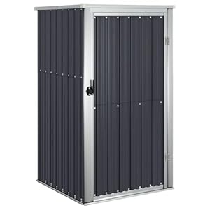 vidaXL Gartenschuppen, Verzinkter Stahl, Anthrazit, 88x89x159 cm, Abschließbarer Außenschrank für Rasen & Garten, Werkzeugaufbewahrung, Wetterfest, Terrasse