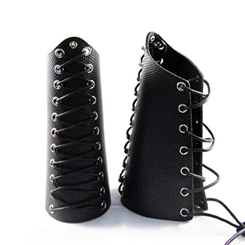 Amosfun Protetor de braço de couro punk pulseira de pulso vintage tecelagem para cosplay fantasia de