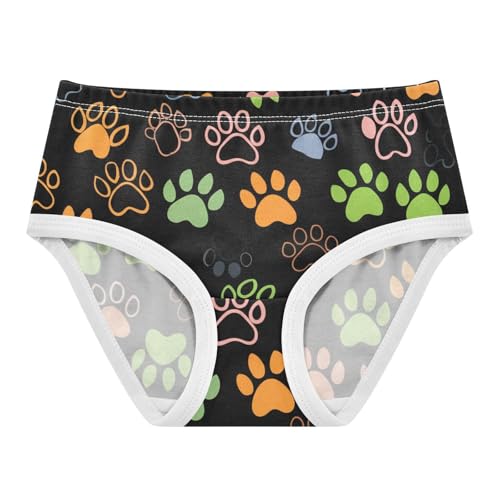 Bright Girls Underwear Toddlers 2t Cotton Girl Panties Cute Colorful Paw Prints Black Briefs Undies Kids