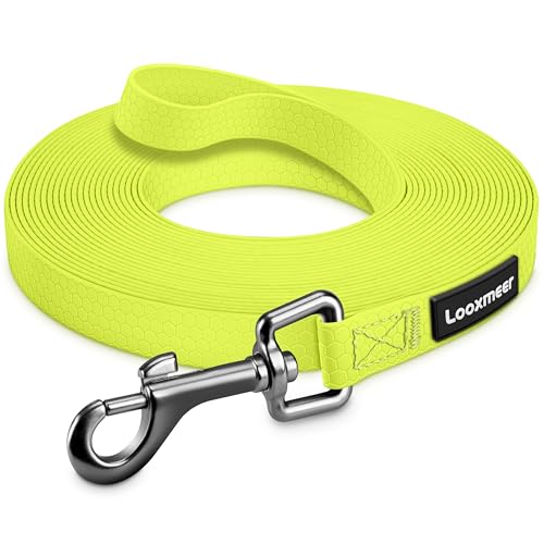 Looxmeer Guinzaglio Addestramento per Cani, Guinzaglio per Cani 3 m/5M/7M/10M/15M/20M/25M/30M, Lunghina Cane Leggero Durevole con Moschettone a D, Custodia Portabile, Giallo Fluo