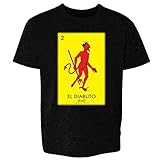 Pop Threads El Diablito Devil Loteria Card Mexican Bingo Youth Kids Girl Boy T-Shirt Black XS