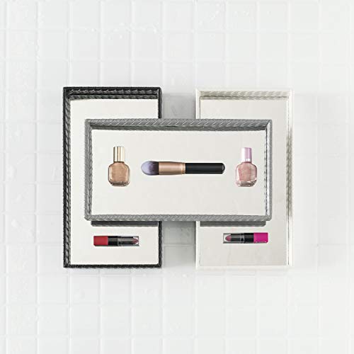 Home Basics Decorative Leather Bath Vanity Tray With Mirror (Ivory) #TOP5
