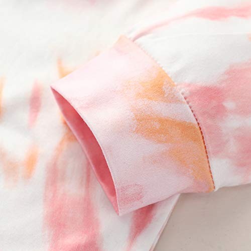 Infant Baby Girl Tie Dye Pajamas Clothes Set, Long Sleeve Button Romper+Cotton Long Pants+Headband 3Pcs Newborn Fall Outfits (Tie-dye Style-C, 12-18 Months)