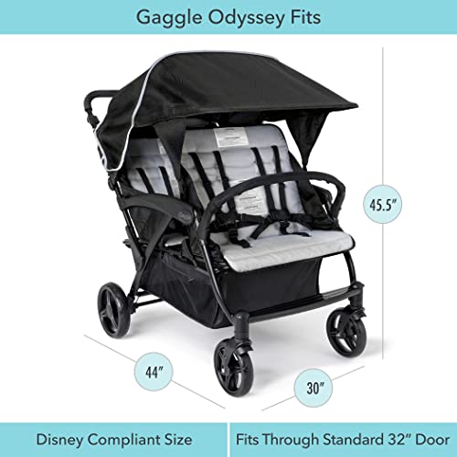 Gaggle By Foundations Odyssey 4 Seat Quad Stroller With Stroller Canopy And Bench Seats, 5 Point Harness, Foot Brake, Shock Absorbing All Terrain Tubeless Wheels (Gray/Black) #TOP6