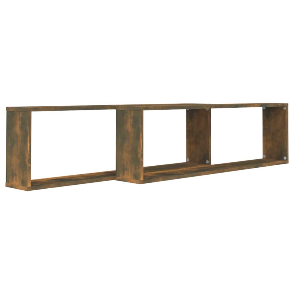 Juego de 2 estantes de pared de roble ahumado, 100 x 15 x 30 cm, material de madera, moderna tabla flotante para libros, decoración de vinilo, discos de vinilo en el salón, cocina, baño