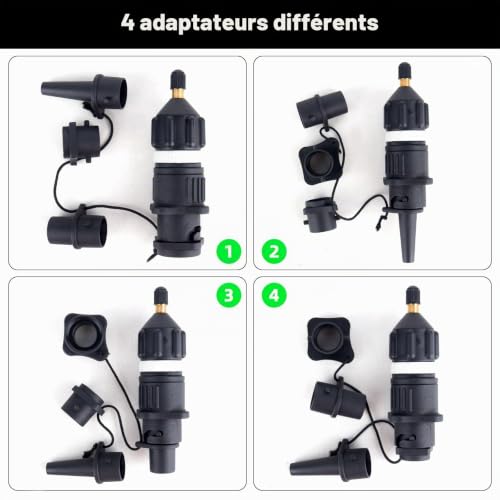 Adaptateur Gonfleur Paddle Adaptateur de Kayak ‎CTDMJ Adaptateur de Pompe Sup Sup Adaptateur de Valve Standard avec 4 Buses pour Bateau à Rames Gonflable,Planche de Stand up Paddle, Kayak – vue 5